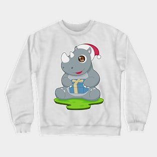 Rhino Christmas Santa hat Crewneck Sweatshirt